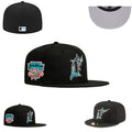 Miami Marlins Jackie Robinson 50th Anniversary Black Fitted Cap — view 1