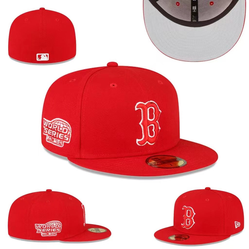 Boston Red Sox World Series Fitted Hat – Bright Red with Championship Patch — view 1
