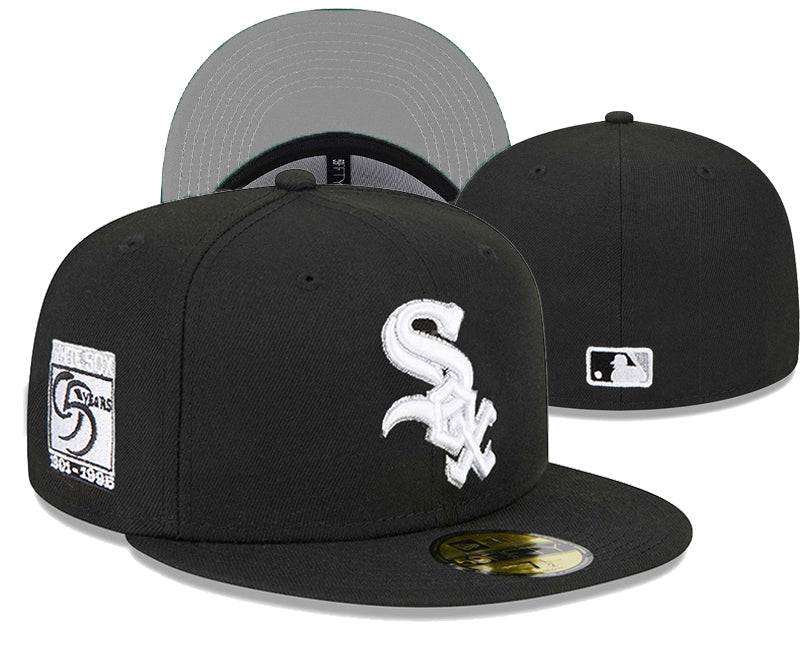 Chicago White Sox 95th Anniversary Fitted Hat – Black with Commemorative Patch — view 1