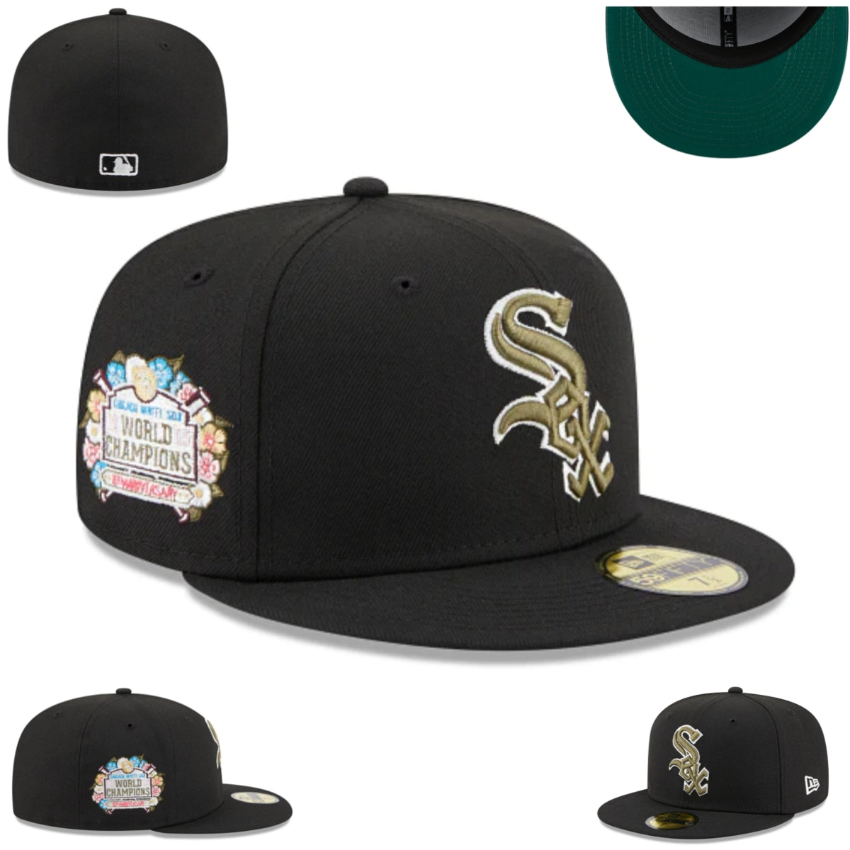 Chicago White Sox Black and Gold World Champions Fitted Hat — view 1