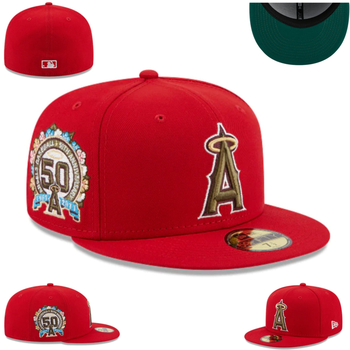 Los Angeles Angels 50th Anniversary Red Fitted Hat — view 1