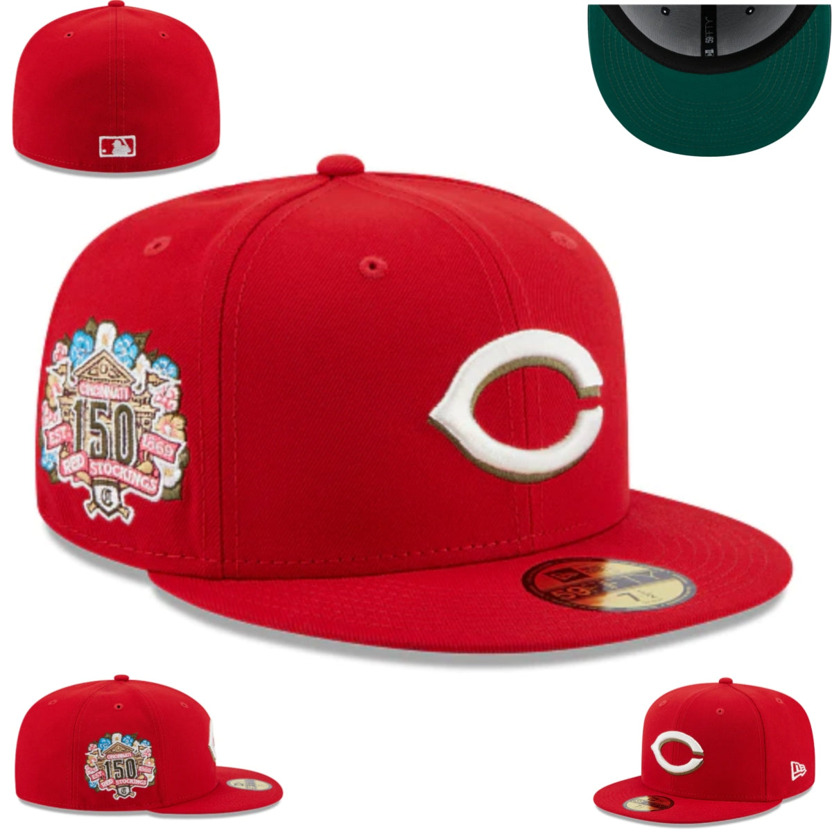 Cincinnati Reds 150th Anniversary Red Fitted Hat — view 1