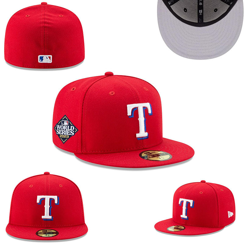 Texas Rangers 2023 World Series Red Fitted Hat — view 1