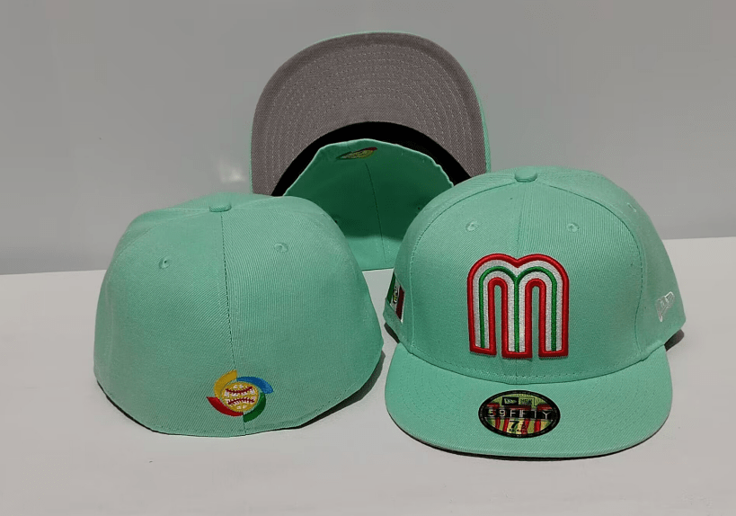 Mint Green Mexico Baseball Hat with National Flag Embroidery — view 1