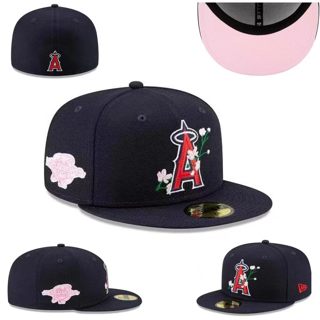 Los Angeles Angels Navy Floral Edition Hat with Pink Undervisor — view 1