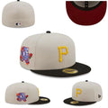 Pittsburgh Pirates 76th World Series Hat with Black Brim and Red Undervisor – Cream — view 1