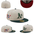 Oakland Athletics 76th World Series Hat with Green Brim and Red Undervisor – Cream — view 1