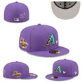 Arizona Diamondbacks 2001 World Series Fitted Hat with “Love & Hustle Game” Embroidery – Purple — view 1