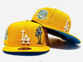 Los Angeles Dodgers 50th Anniversary Fitted Hat with Palm Tree Embroidery and Blue Underbrim – Yellow — view 1
