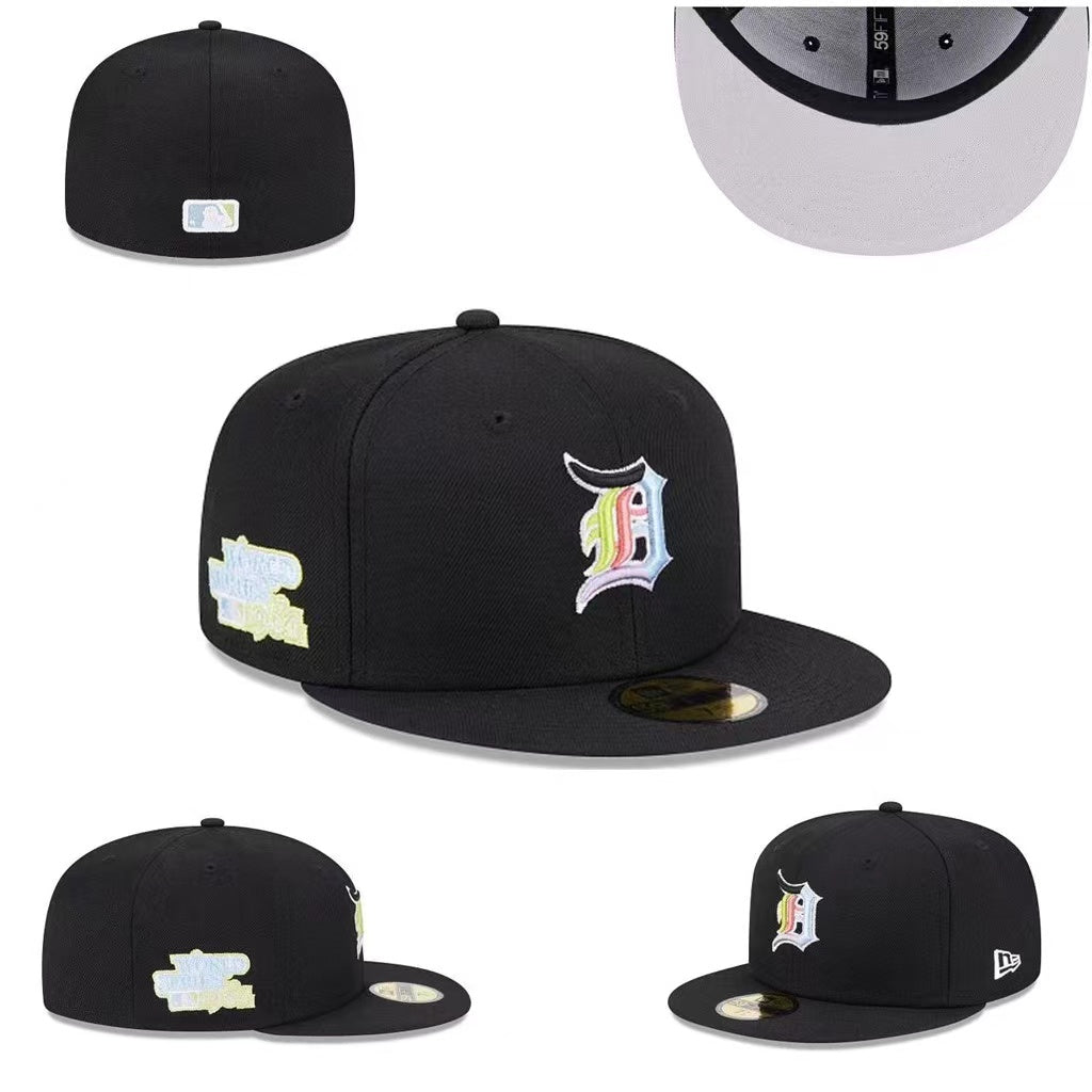 Detroit Tigers Custom Fitted Hat with Multicolor Logo and Gray Underbrim – Black — view 1