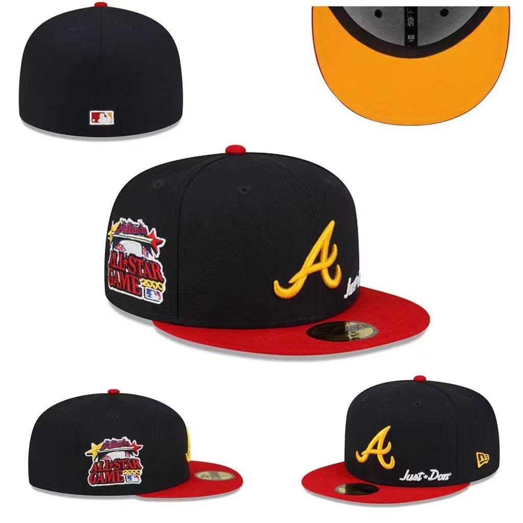 Atlanta Braves All-Star Game Fitted Hat with Red Brim and Orange Underbrim – Black — view 1