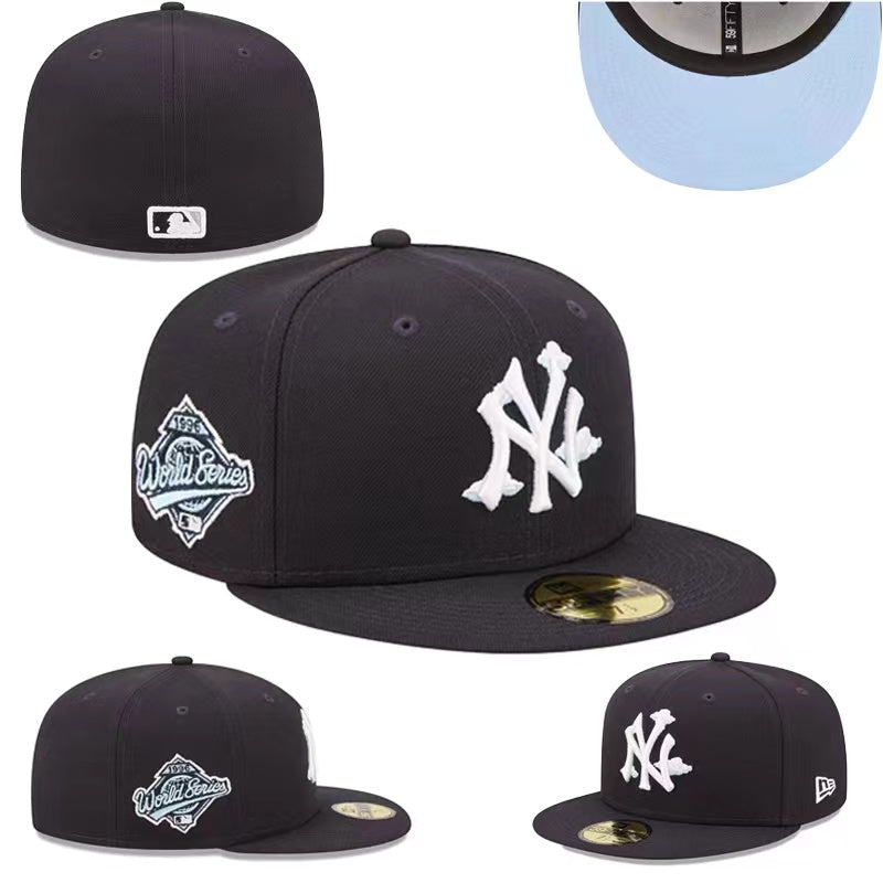 New York Yankees 1996 World Series Fitted Hat with Light Blue Underbrim – Black — view 1