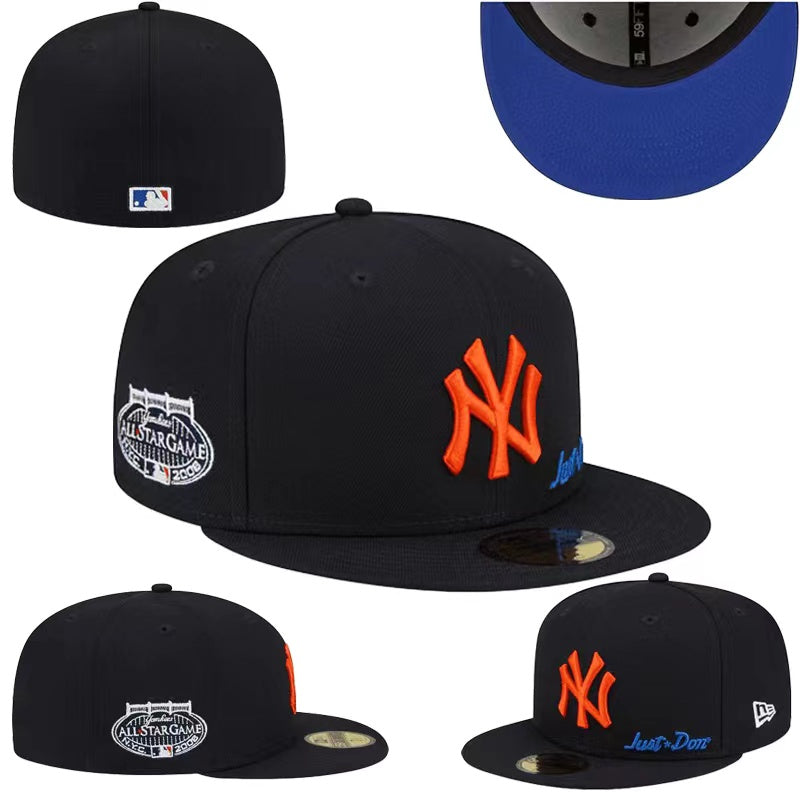 New York Yankees Black Flame Logo World Series Fitted Hat — view 1