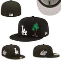 Los Angeles Dodgers Light Blue Fitted Hat with Pink Accents and Anniversary Patch — view 1