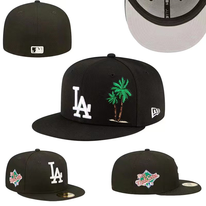 Los Angeles Dodgers Light Blue Fitted Hat with Pink Accents and Anniversary Patch — view 1