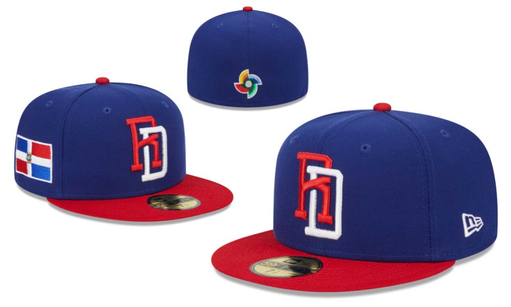 Dominican Republic World Baseball Classic 59FIFTY Fitted Hat – Blue and Red with Flag Patch — view 1