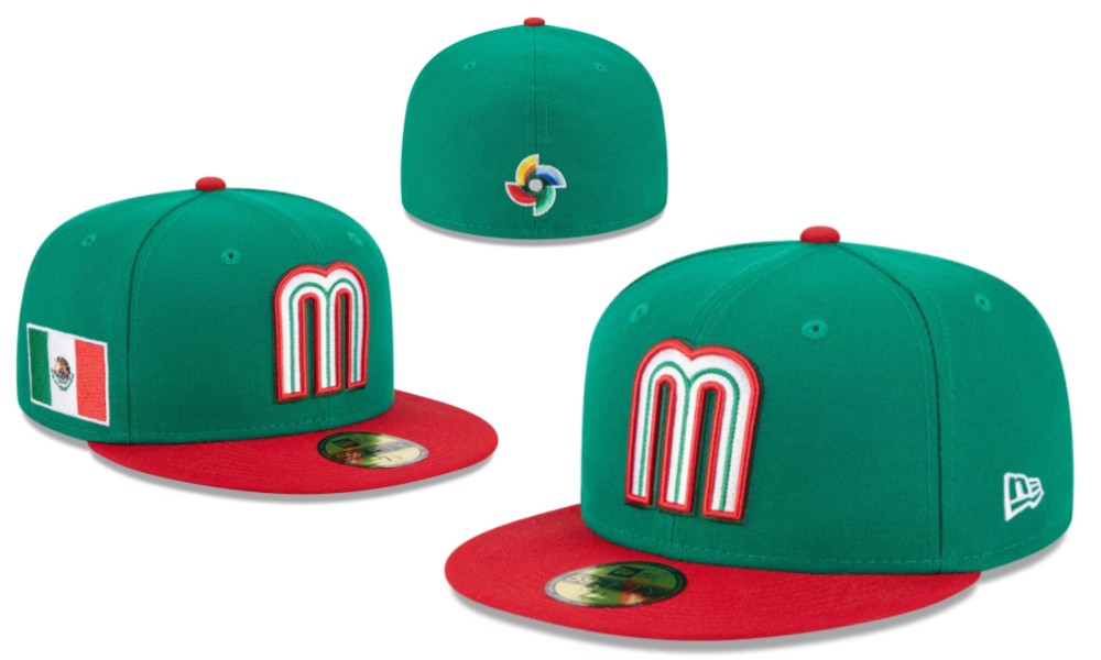 Mexico World Baseball Classic 59FIFTY Fitted Hat – Green and Red with Flag Patch — view 1