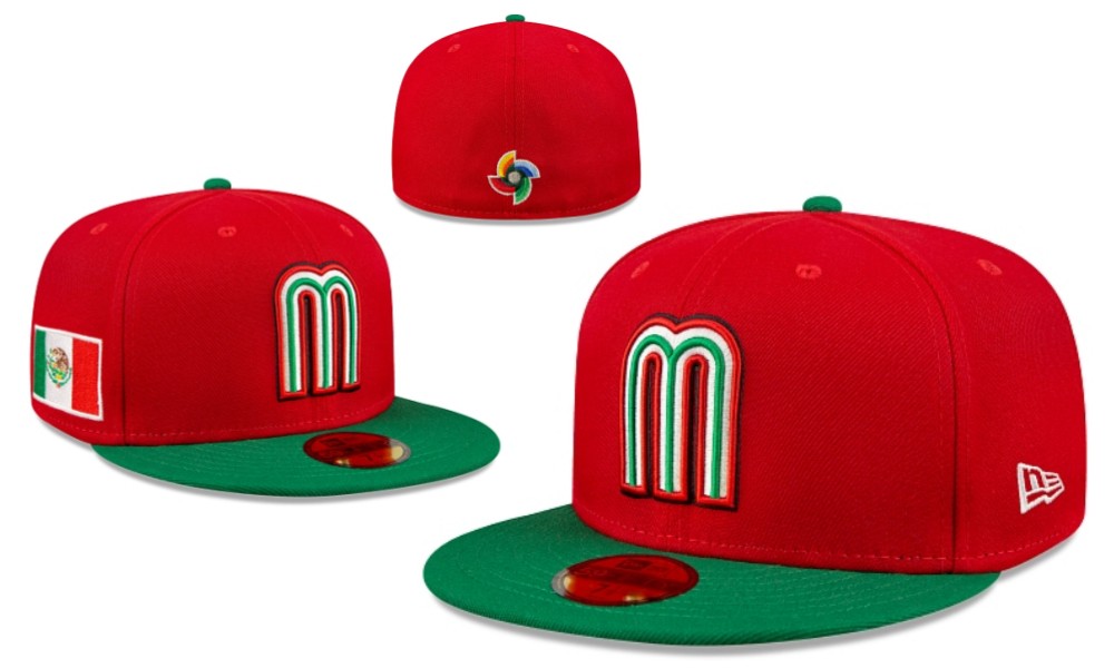 Mexico World Baseball Classic 59FIFTY Fitted Hat – Red and Green with Flag Patch — view 1