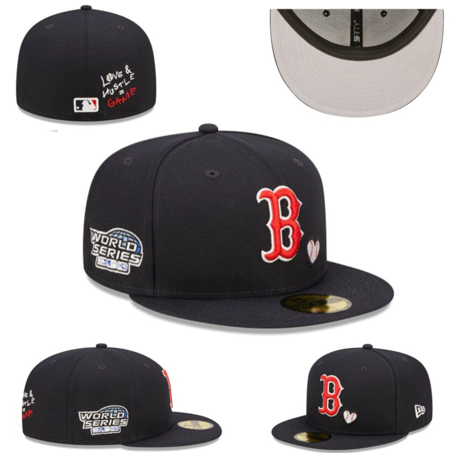 Boston Red Sox Love & Hustle World Series 59FIFTY Fitted Hat – Black with Heart Embroidery — view 1