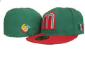 Mexico World Baseball Classic 59FIFTY Fitted Hat – Green and Red with Flag Patch — view 1