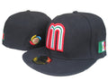 Mexico Logo Flat Brim Cap with Side Flags and Embroidered Details – Black — view 1