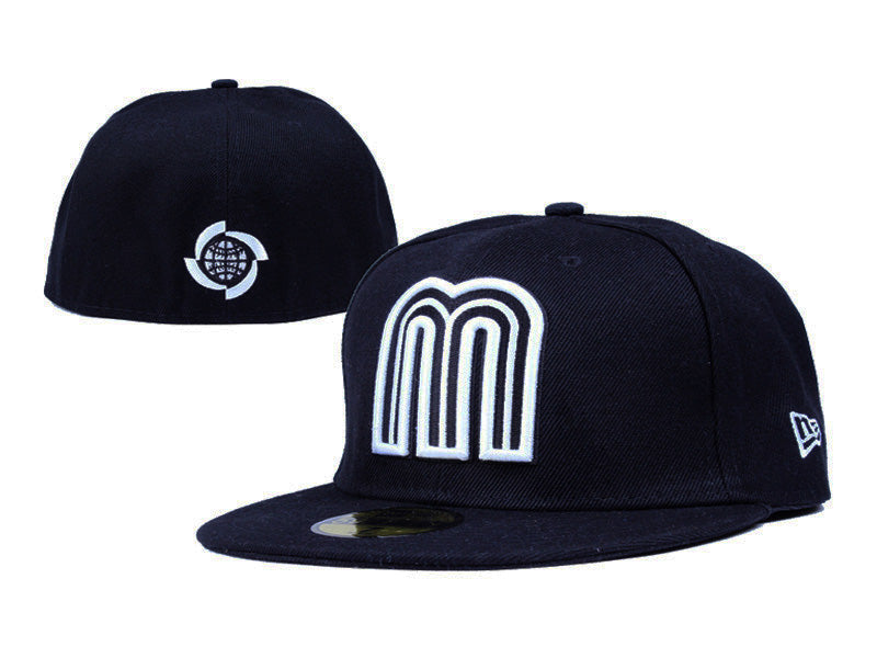 Mexico Embroidered Black Snapback Cap with Minimalist Globe Design — view 1