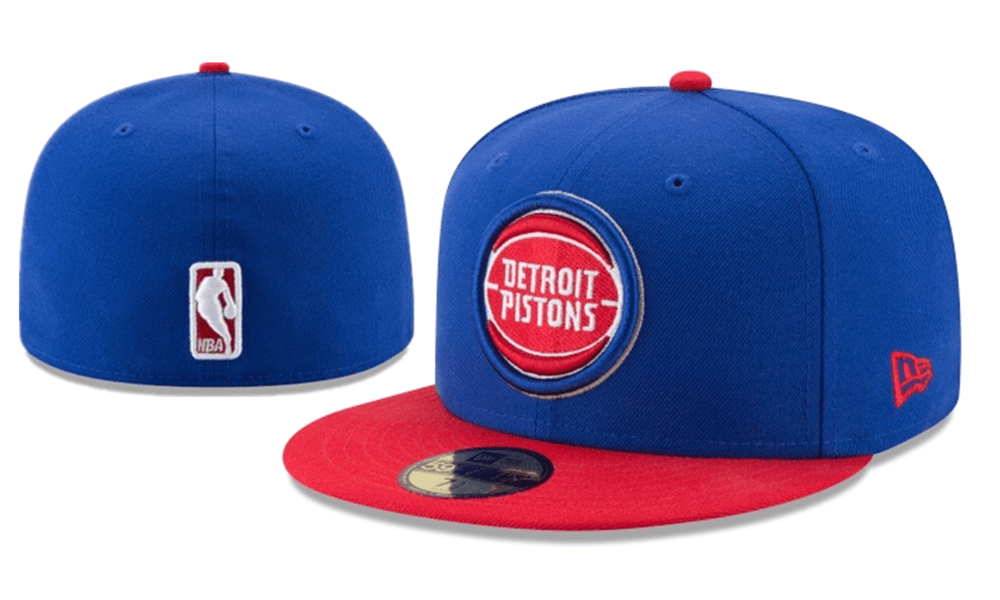 Detroit Pistons NBA Snapback Cap with Embroidered Logo and Red Brim – Blue — view 1