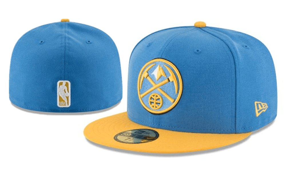 Denver Nuggets NBA Snapback Cap with Embroidered Logo and Yellow Brim – Light Blue — view 1
