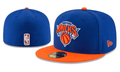 New York Knicks NBA Snapback Cap with Embroidered Logo and Orange Brim – Blue — view 1