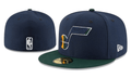 Utah Jazz NBA Snapback Cap with Embroidered Logo and Green Brim – Navy — view 1