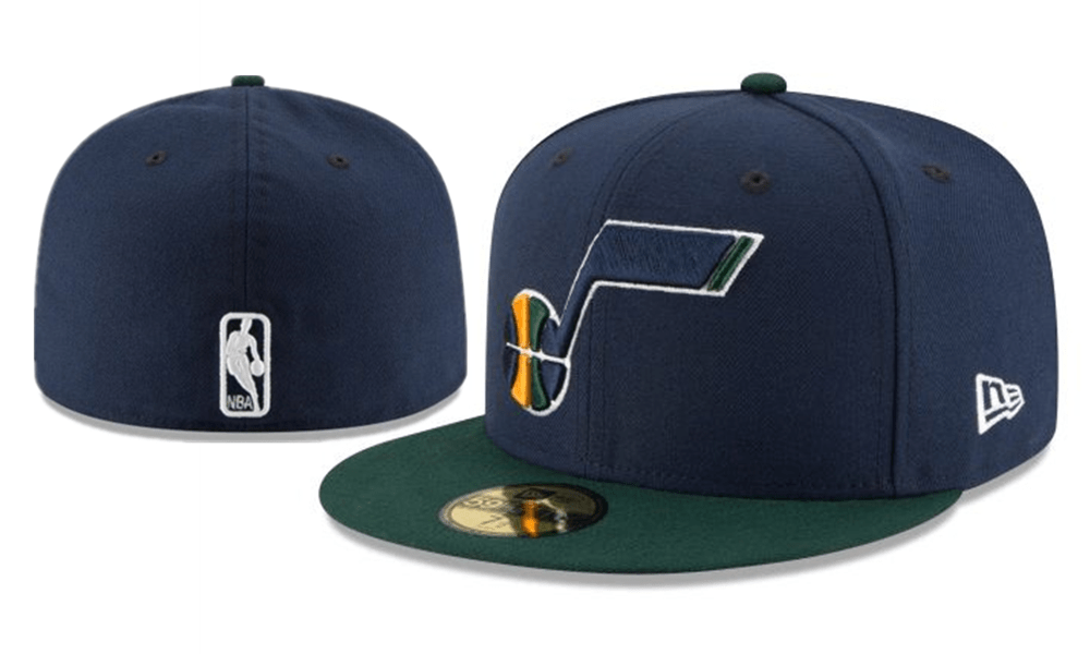 Utah Jazz NBA Snapback Cap with Embroidered Logo and Green Brim – Navy — view 1