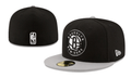 Brooklyn Nets NBA Snapback Cap with Embroidered Logo and Gray Brim – Black — view 1
