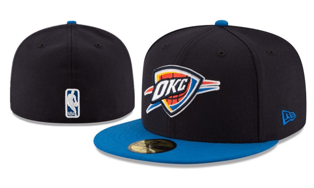 Oklahoma City Thunder NBA Snapback Cap with Embroidered Logo and Blue Brim – Black — view 1