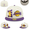 Los Angeles Lakers NBA Snapback Cap with Embroidered Logo and Gold NBA Patch – Cream and Purple — view 1