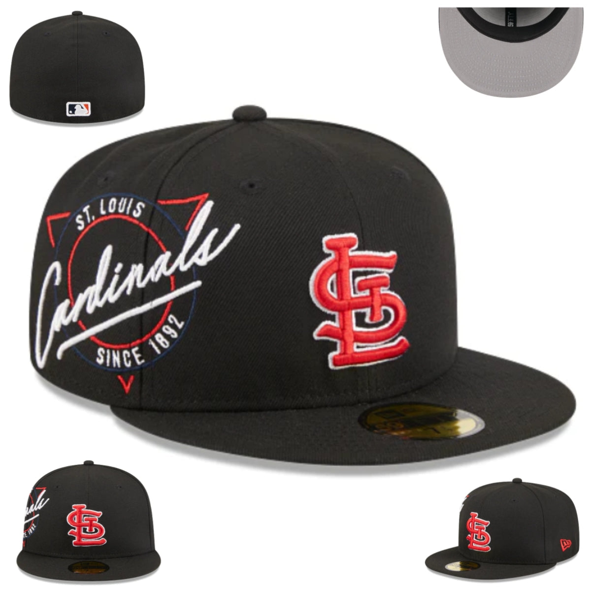 St. Louis Cardinals Since 1892 Snapback Cap with Embroidered Details – Black — view 1