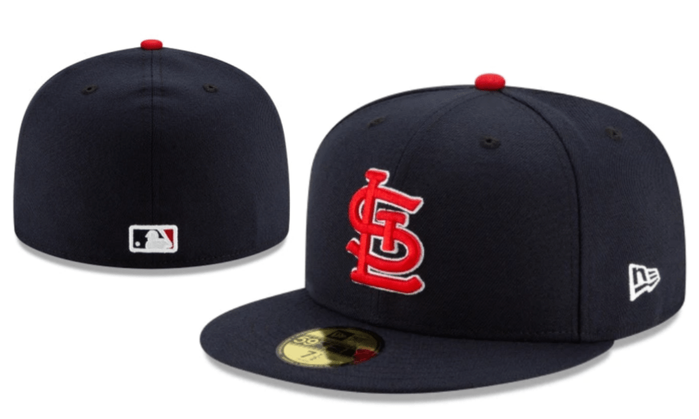 St. Louis Cardinals Navy Fitted Cap with Embroidered Logo — view 1