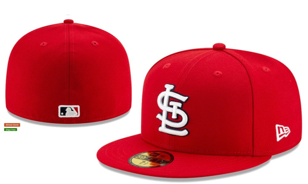 St. Louis Cardinals Red Fitted Cap with Embroidered Logo — view 1
