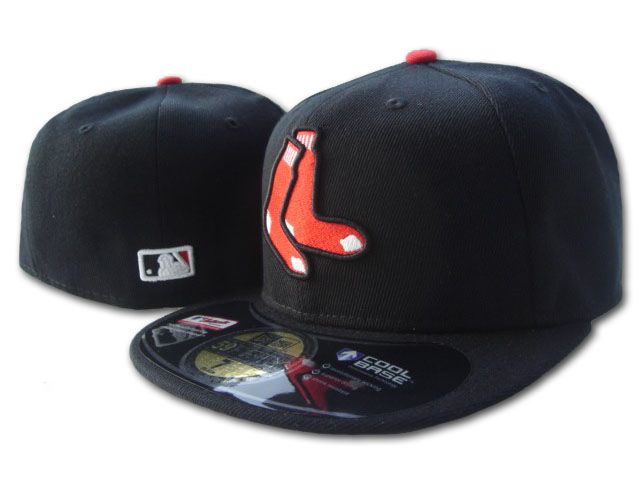 Boston Red Sox Black Fitted Hat with Classic Red Socks Logo — view 1