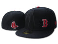 Boston Red Sox Fitted Hat with Black Tone Design and Red Sox Logo — view 1