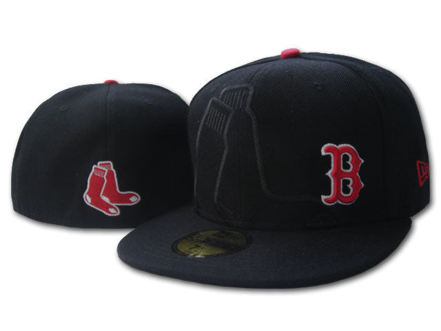 Boston Red Sox Fitted Hat with Black Tone Design and Red Sox Logo — view 1