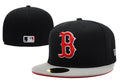 Boston Red Sox Black Fitted Hat with Red Logo and Gray Brim — view 1