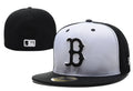 Boston Red Sox Black and White Fitted Hat with Contrasting Brim — view 1