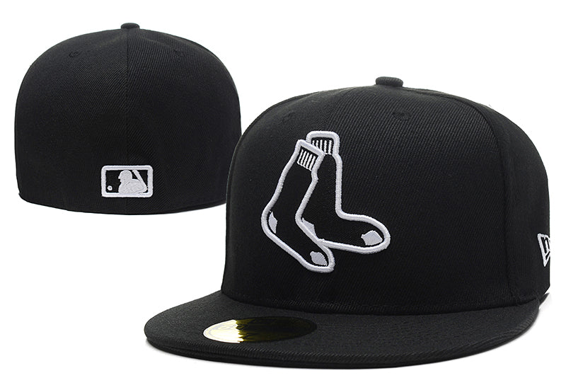 Boston Red Sox Black Fitted Hat with White Socks Logo — view 1