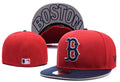 Boston Red Sox Red and Navy Fitted Hat with Bold Undervisor “BOSTON” Lettering — view 1