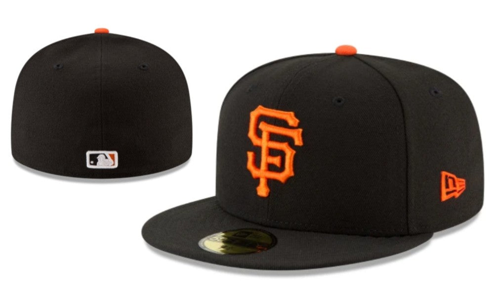 San Francisco Giants Black Fitted Hat with Orange Logo — view 1
