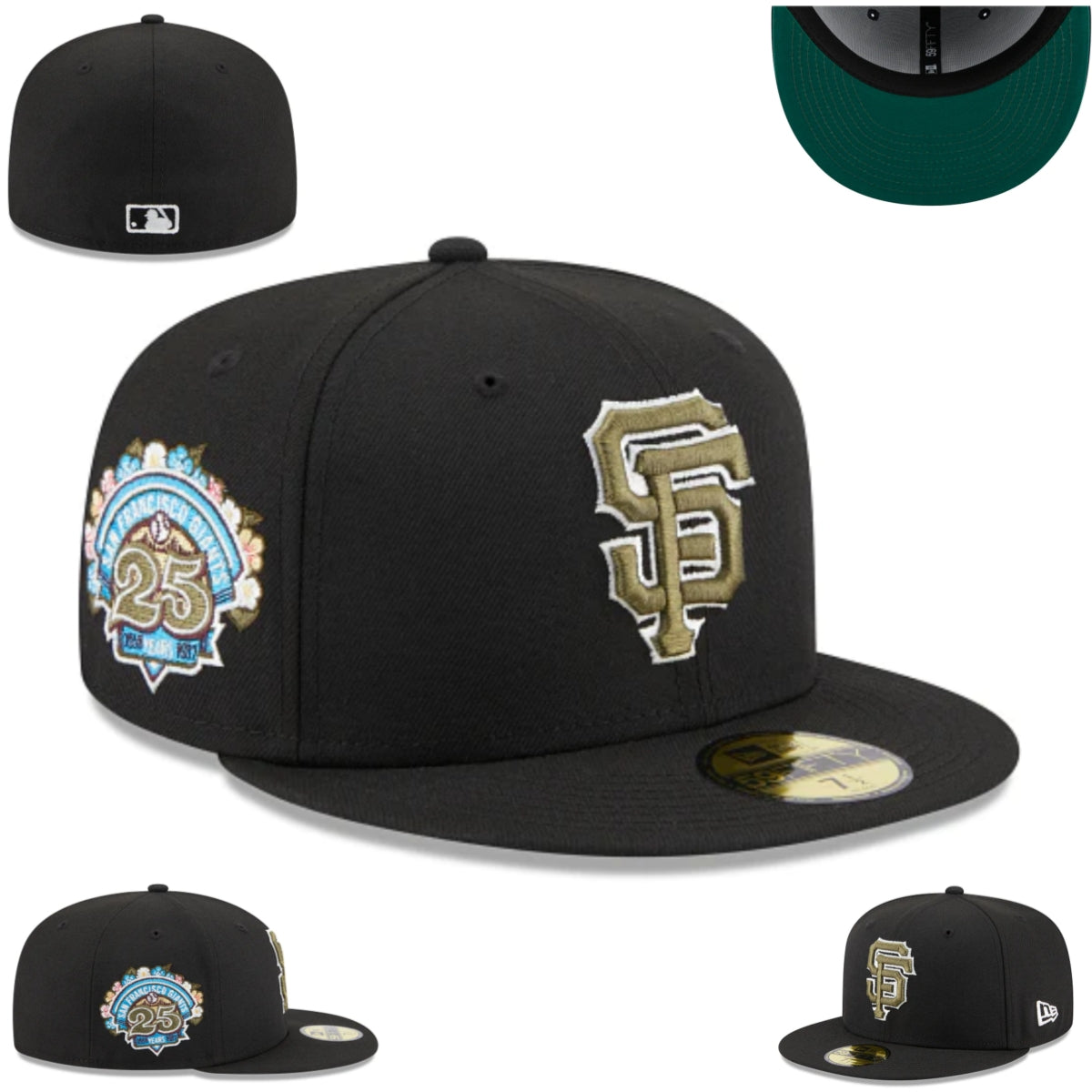 San Francisco Giants 25th Anniversary Black Fitted Hat with Gold Logo — view 1