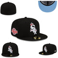 Chicago White Sox Fitted Hat with Flame Embroidery and Light Blue Undervisor — view 1