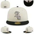 Chicago White Sox Fitted Hat with Cream Crown and Black Visor — view 1