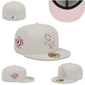 Chicago White Sox 59Fifty Pink Floral Embroidered Fitted Hat – Light Gray and Pink — view 1