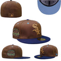 Chicago White Sox Fitted MLB Hat with Comiskey Park Patch and Blue Brim – Brown — view 1